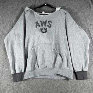 Vintage Alien Workshop AWS Hoodie Men Medium Gray Skate Raglan Sleeve Sweatshirt